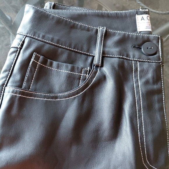 Black Faux Leather Bootcut Pants Size 3 - Picture 4 of 8